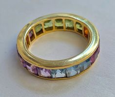 Gold Fingerring Rainbow Safire
