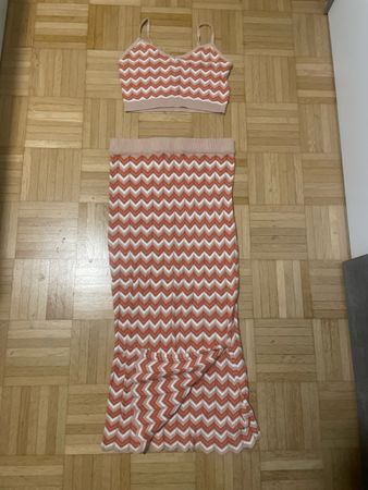Damen Set Rock und Top Zickzack Muster 
