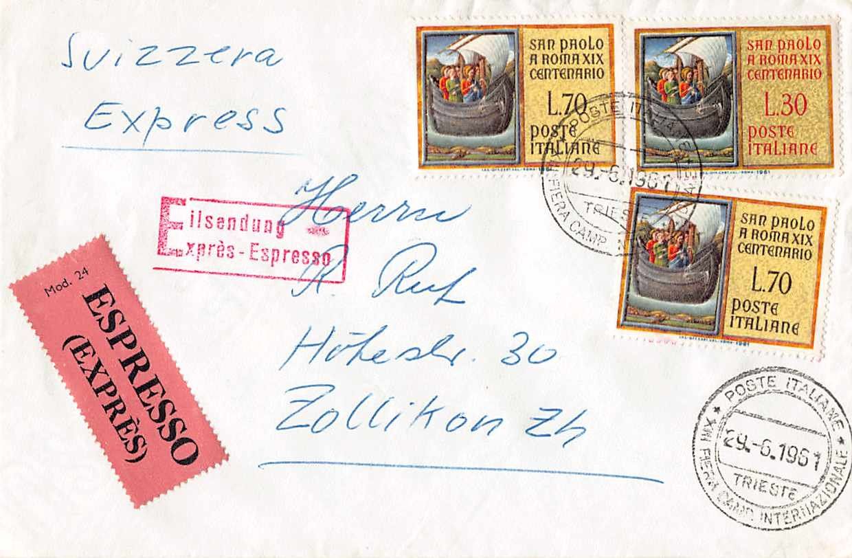 Alle Briefmarken: EXPRESS - Brief ITALIA 1962 SONDERSTEMPEL – Gebraucht aus Lufingen von philatelieshop