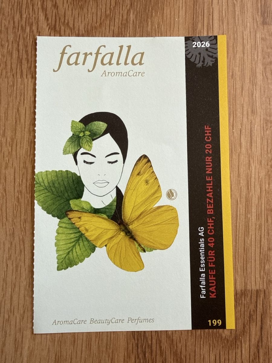 Buoni: Farfalla 20 CHF Rabatt auf 40 CHF – Nuovo (secondo la descrizione) da Gränichen venduto da cat_lady
