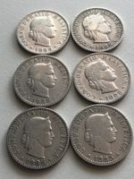 Lot mit 6 Stk. 20 Rp. 1885