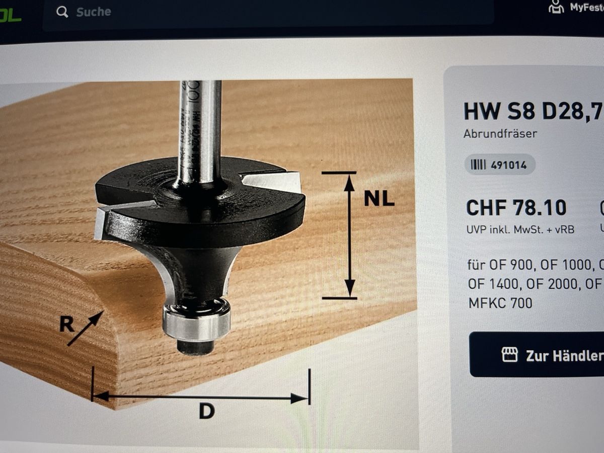 Festool Tutti gli attrezzi: Festool Abrundfräser HW S8 D28,7/R8 – Usato da Winterthur venduto da Pulator 2