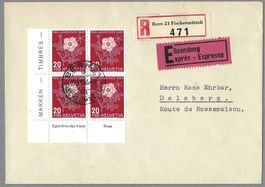 1945, J115x4 0 BERN, EIL./EING.-BRIEF, ANK.-0