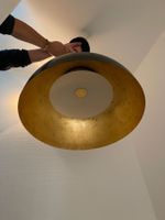 Pendel Hängeleuchte rund 54cm schwarz/gold Milchglas LED