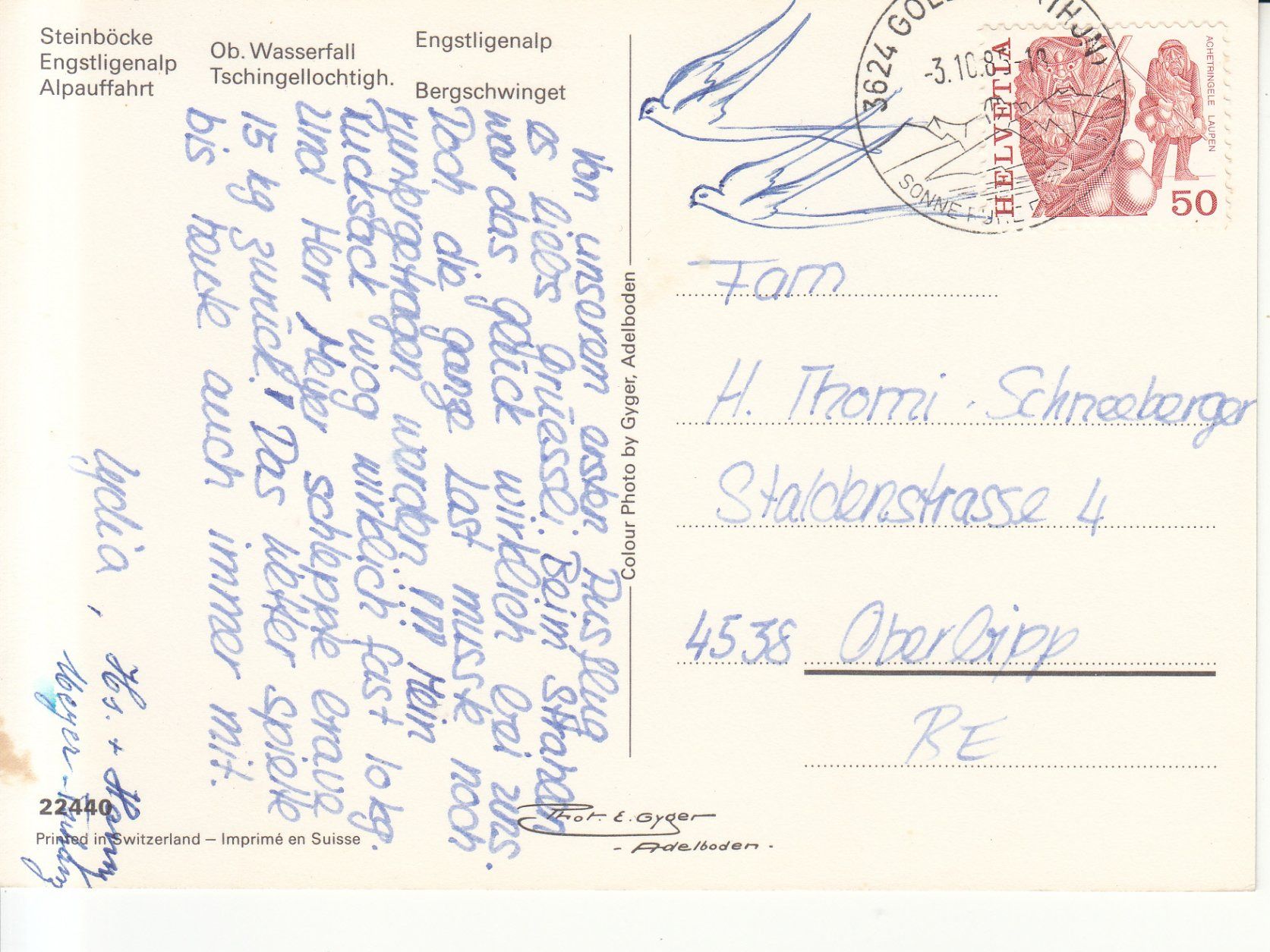 Ansichtskarten: Engstligenalp 1985 – Gebraucht aus Bürglen TG von StampGraf 1