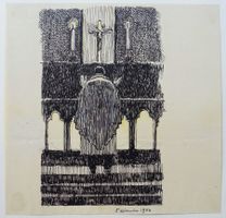 Tuschezeichnung Priester am Altar, 1943