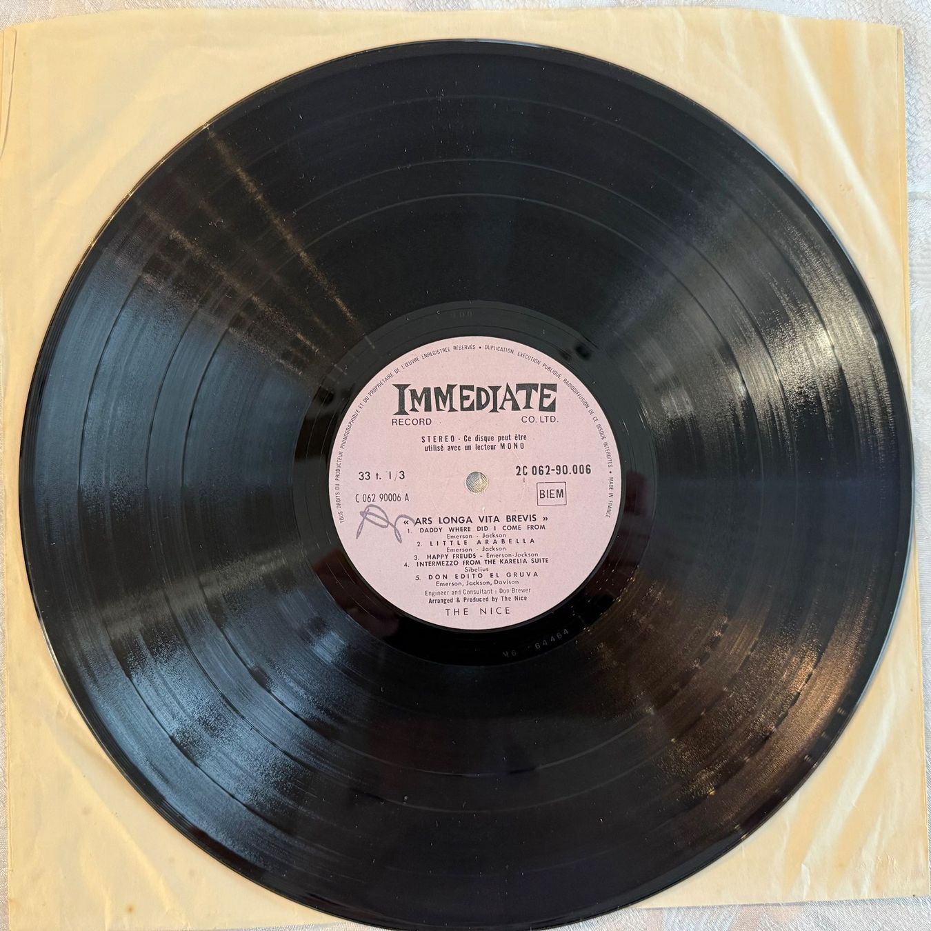 Schallplatten: THE NICE - "ARS LONGA VITA BREVIS" – Gebraucht aus Zürich von fehlton 2