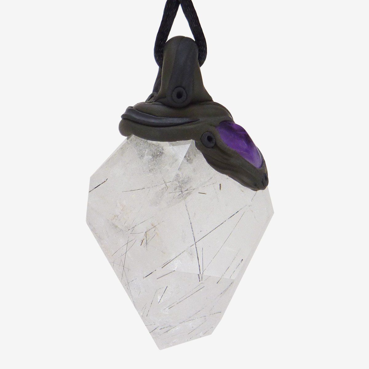 Minerali & Pietre curative: Rutilquarz Anhänger mit zusätzlich eingefasstem Amethyst – Nuovo e nell'imballaggio originale da Meilen venduto da BYRD-Design