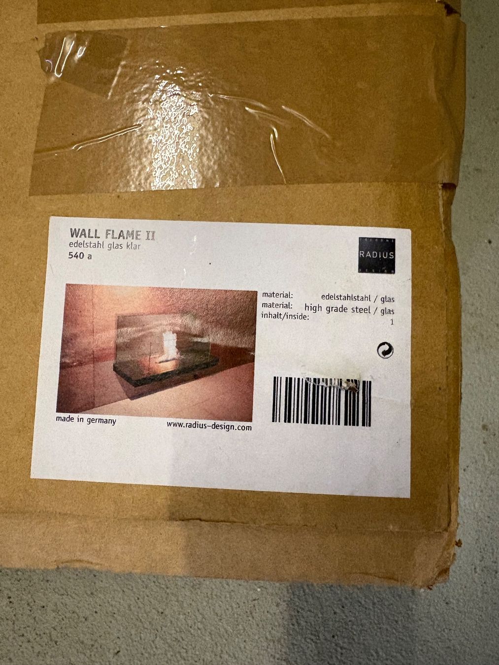 Cheminée: Radius Wall Flame II Ethanol Kamin, Neu Originalverpackung – Neu (gemäss Beschreibung) aus Wilen b. Wollerau von Posmind 1