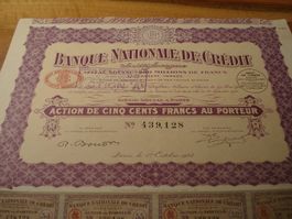 Alte Bankaktie Frankreich, 1923, Banque Nationale du Credit