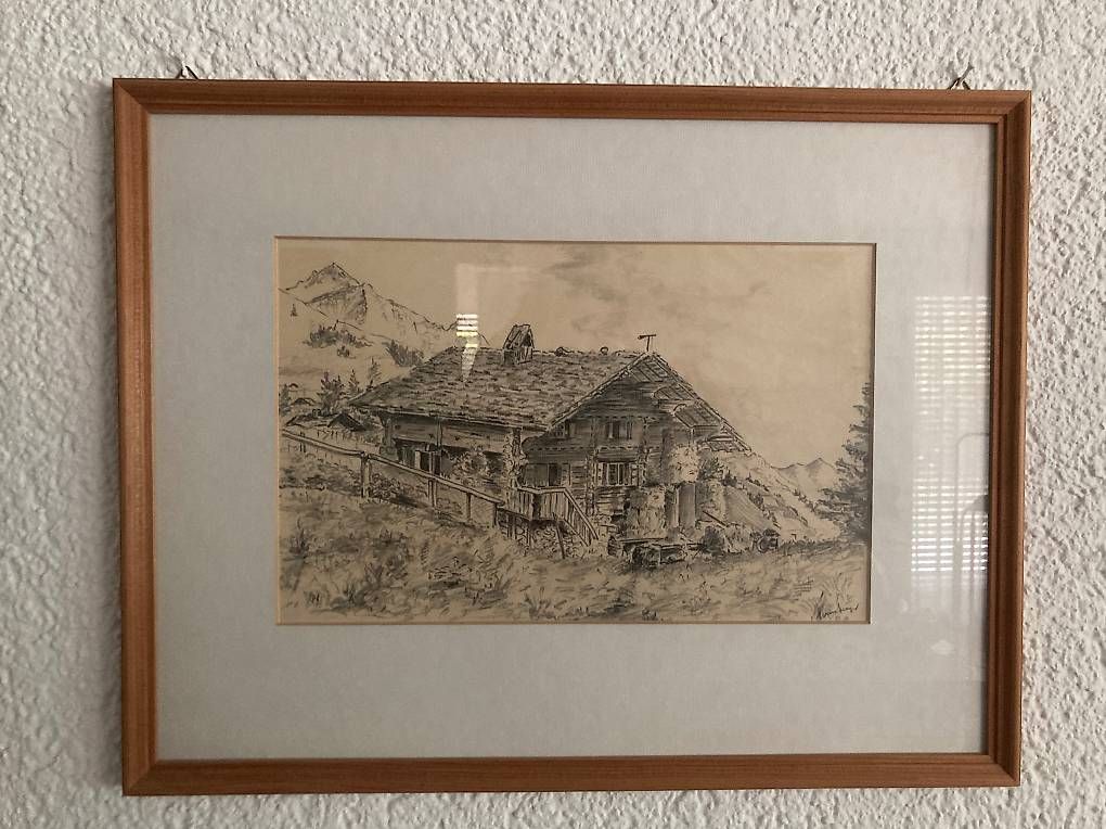 Posters & Illustrations: 4 Bleistiftzeichnungen Wallisser Chalets – D'occasion à Egg b. Zürich par lirumlarum 4