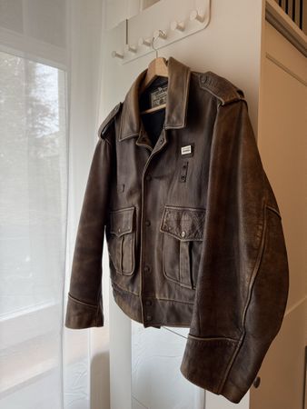 Chevignon Leather Jacket Horsehide Brown Size L