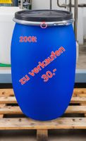 200l Fass Kunststoff blau mit Deckel und Spannring