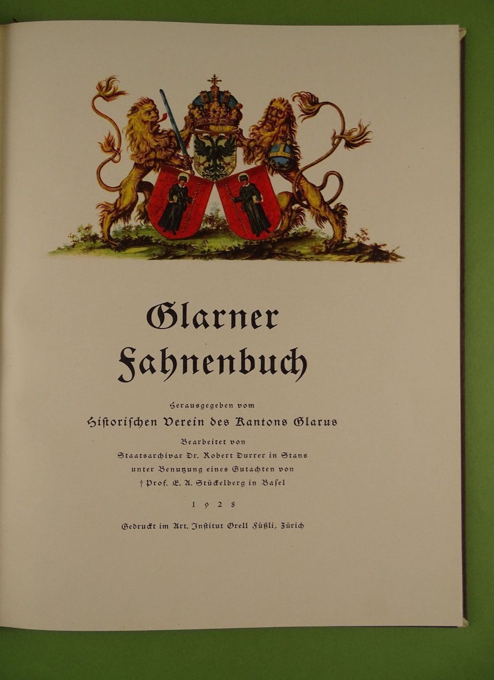 Libri: GLARNER FAHNENBUCH, 1928 GLARUS – Usato da Grüningen venduto da Kartensammler 2