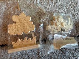5 Holz- Memohalter in Dinosaurierform