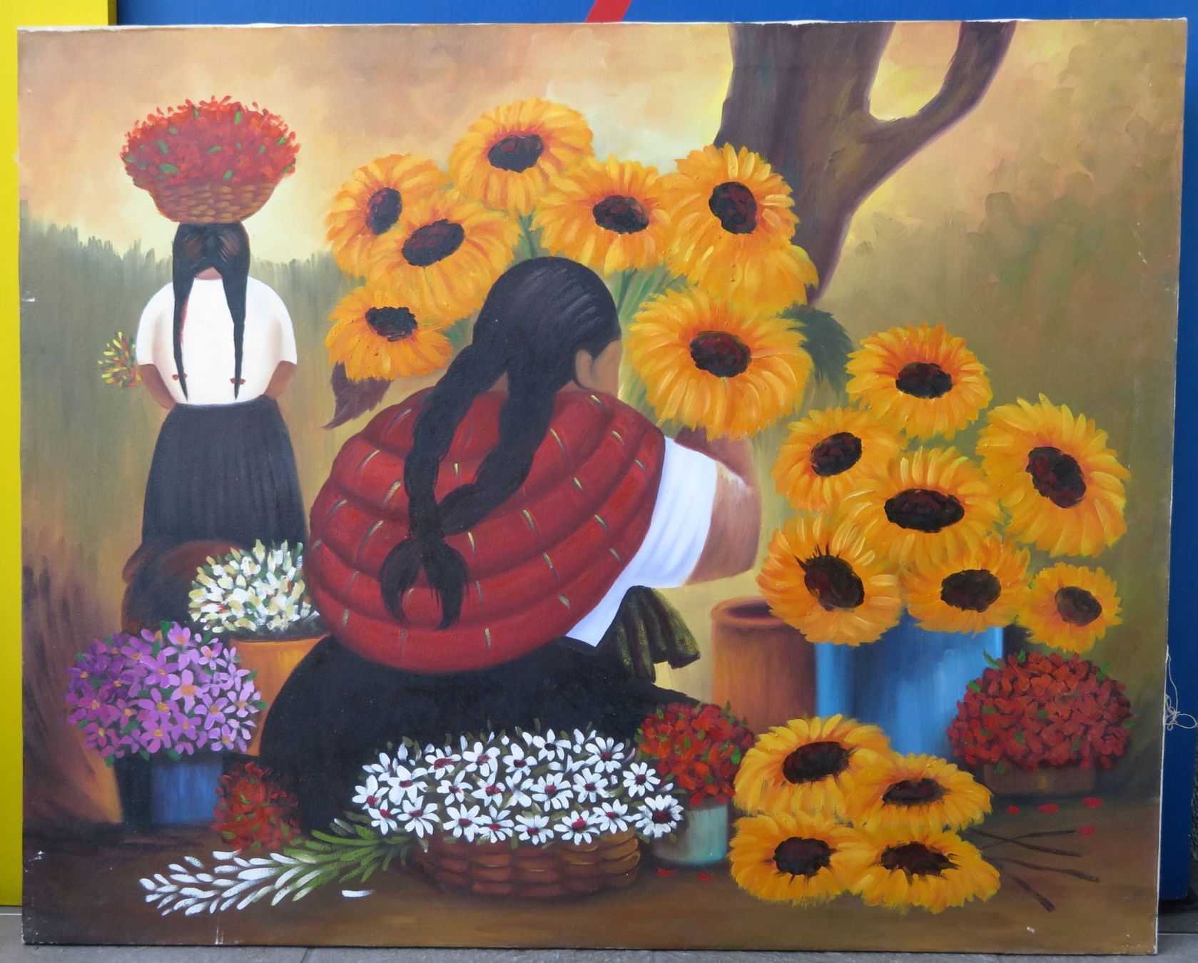 Gemälde: Acryl- / Ölgemälde "Blumenmarkt" nach E. Millones, 100x79 cm – Gebraucht aus Oberriet SG von ganesh435 1