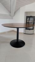 Table ronde - Pied central -  Tableau bois foncé