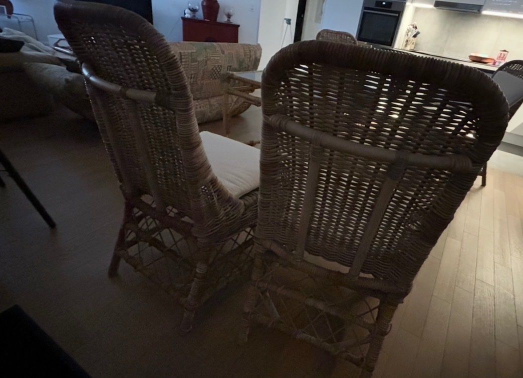 Sedie: 4 Chaises en rotin avec coussin beige – Usato da Lausanne venduto da har_5gv8 2