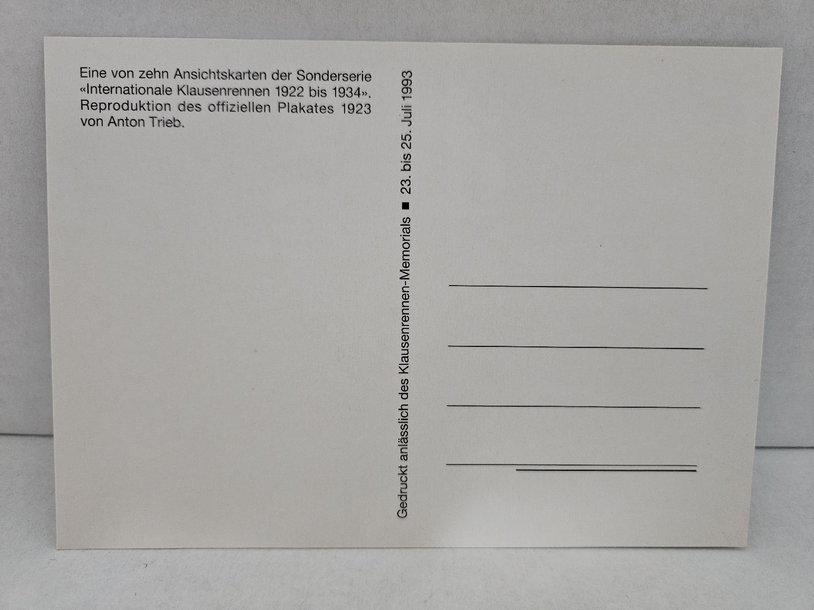 Cartoline postali: Klausenrennen Memorial 1993-10 Repro Ansichtskarten Set – Usato da Wangen SZ venduto da Auction-Sea 4