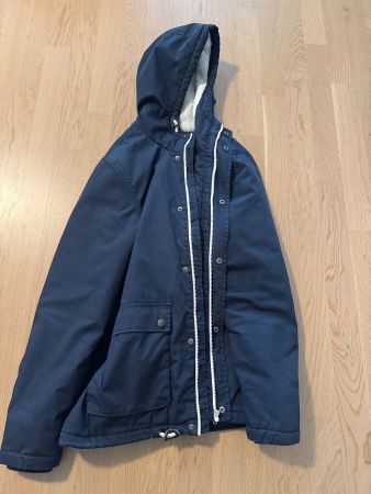 Warme Winterjacke mit Kapuze, Dunkelblau, Grösse M
