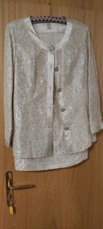 Kostüm Damen Grösse 42 Creme Spitzenjacke Rock guter Zustand