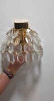 Vintage Wandleuchte Kristallglas & Messing