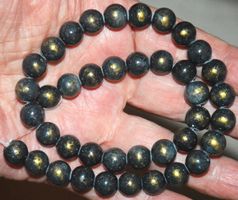 Stein Perlen Strang B-1269 – Blau-schwarze Lapis Jade 10mm
