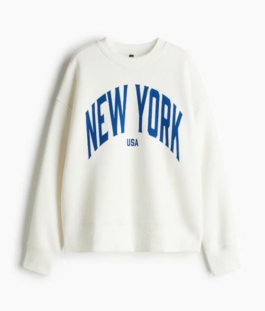 💗H&M💗 Sweatshirt mit Textmotiv "NEW YORK" Weiss XXS XS