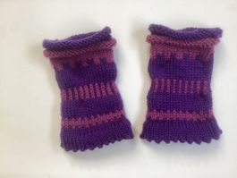 Handgestrickte Pulswärmer, Lila-Pink, Grösse M, Winter