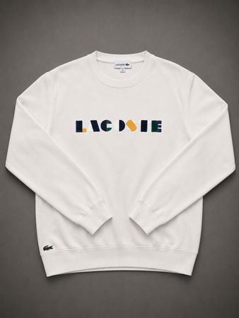 Lacoste Sweat Logo Blanc Multicolore Taille L