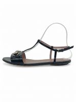 Gucci Horsebit T-Strap Flache Sandale EU 36 Schwarz