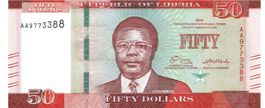 Liberia 50 Dollar 2016 P-34a Samuel Kayon Doe UNZ