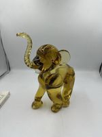 Eléphant décoratif verre ambre soufflé vintage