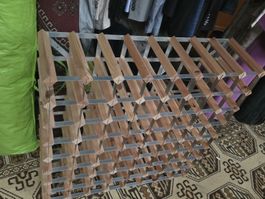 Weinregal Holz Metall Gitterstruktur 64 Flaschen