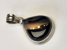 Grosser Silber Anhänger mit Achat Stein, 925er gestämpelt