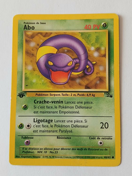 Pokémon Carte collezionabili: Carte Pokémon Abo 46/62 Edition 1 FR – Usato da Les Sciernes d'Albeuve venduto da gojo03