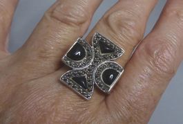 Ring 925 Silber mit  Markasiten und synthetischen Steinen