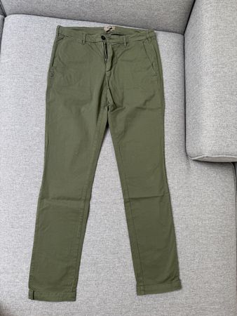 40 Weft Herren Chino Hose, Grösse 46, Olive Grün