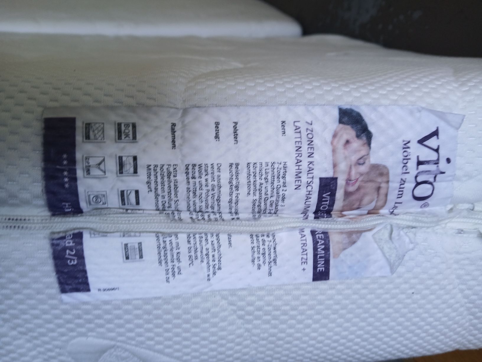 Lits: Bed Frame with Mattress, Vito, Double, Grey Fabric, Used – D'occasion à Dübendorf par rol_fm6d 5