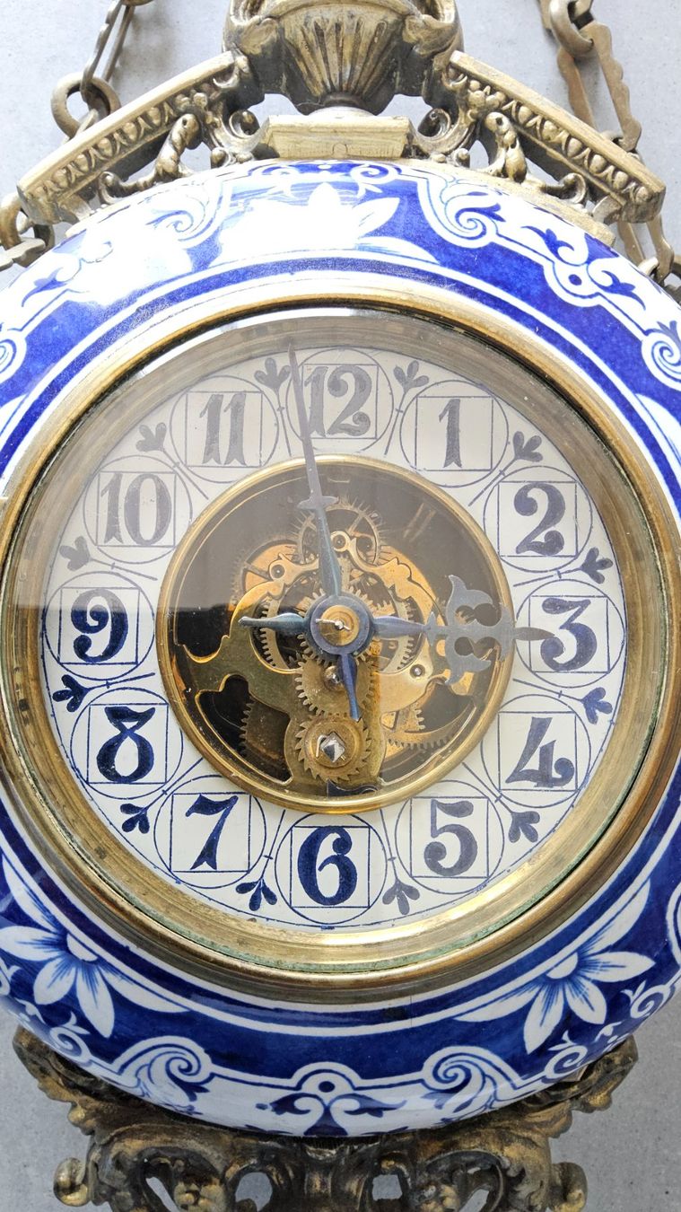Orologi da terra & Orologi da parete: Antique pendule murale en faïence et bronze – Usato da Malleray venduto da Frederic24 2