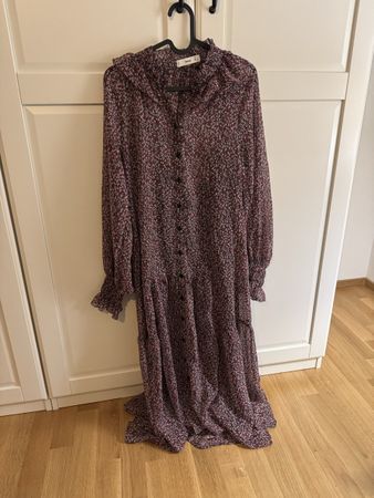 MNG Floral Maxi Dress Button Down Long Sleeve Size XS