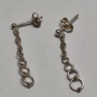Vintage Silver silber Stud Earrings Boucles d'Oreilles #A4