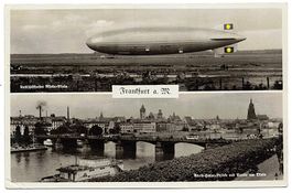 Karte Luftschiffhafen Frankfurt mit Zeppelin - gel. 1936