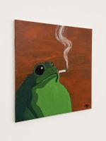 Frosch Bild Acryl Original lustig handgemalt 20x20 cm