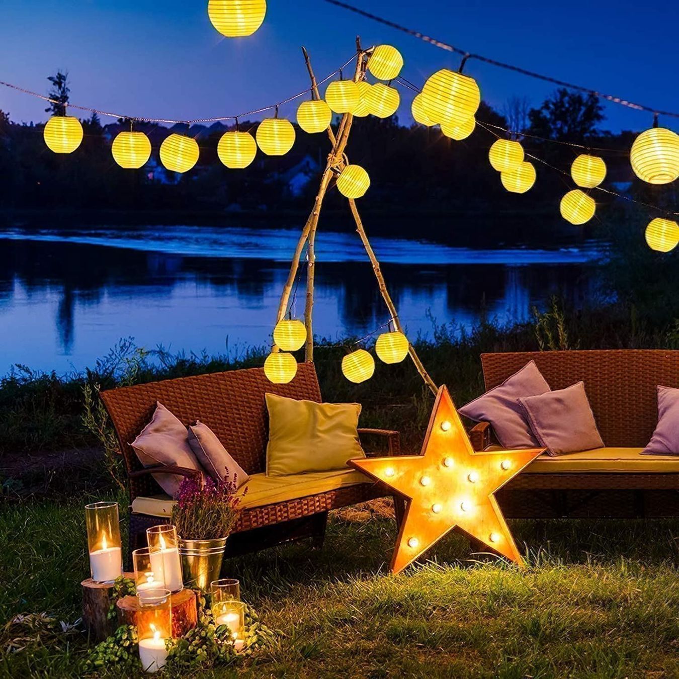 Ghirlande e barre luminose: 6,5m Solar LED Laterne Lichterkette 30er – Nuovo (secondo la descrizione) da Thun venduto da 365buy 1