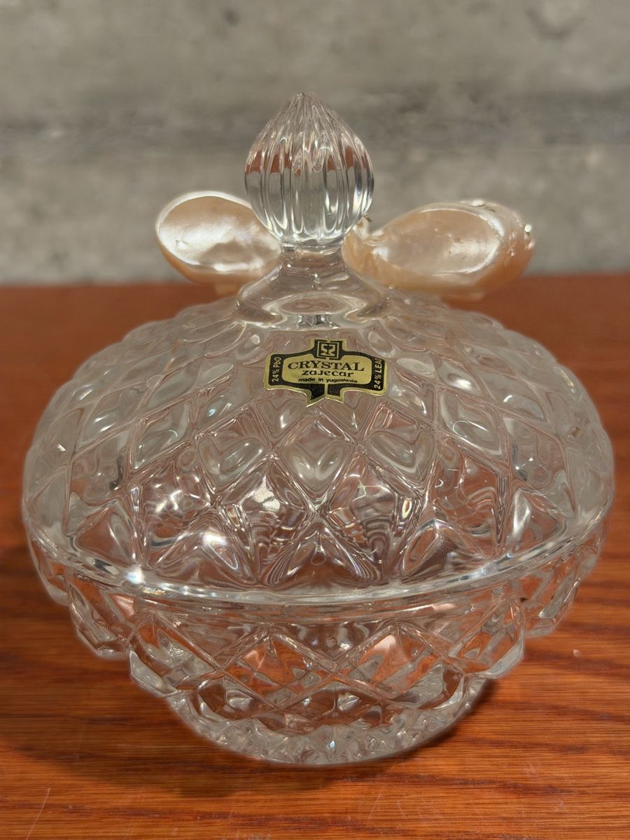 Zuccheriere: Elegant Decorative Trinket Jar with Rhinestone Bow – Usato da Lausanne venduto da vas_mbk2 1