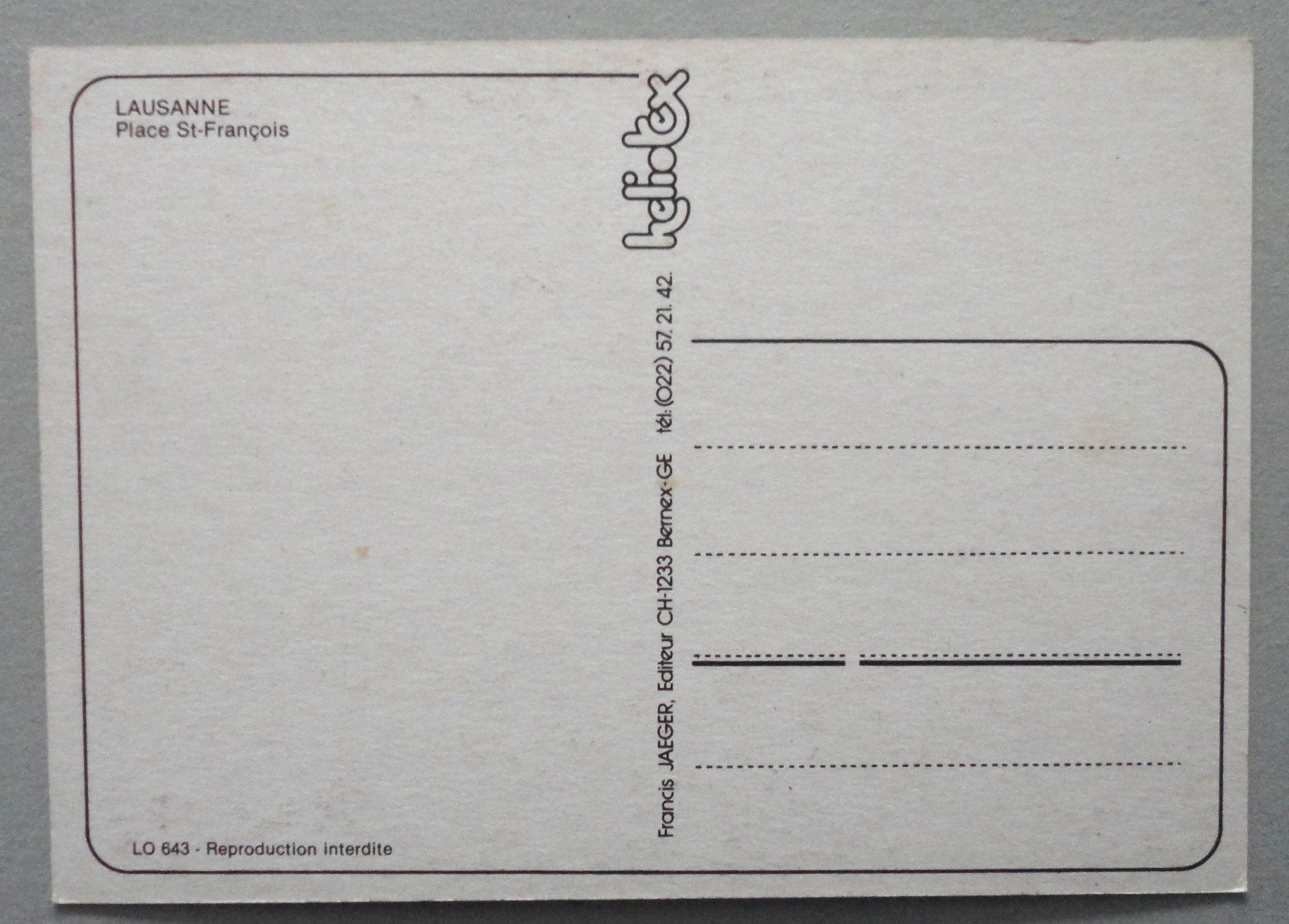 Cartoline postali: Lausanne - Place St-François – Usato da Fétigny venduto da Billy2miny 1