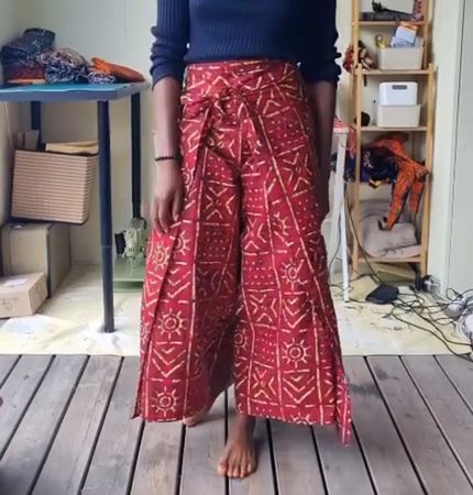 Sommerliche Wickelhose, Grösse M | Afrikanisches Muster