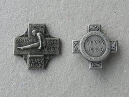 2 Sport Abzeichen Brosche Medaille Vevey VD Waadt 1936/1939