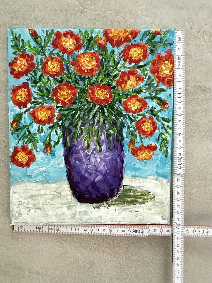 Dipinti: Gemälde auf Leinwand: Blumen. Handgemalt. Stillleben – Nuovo (secondo la descrizione) da Siselen BE venduto da Rolf131 8